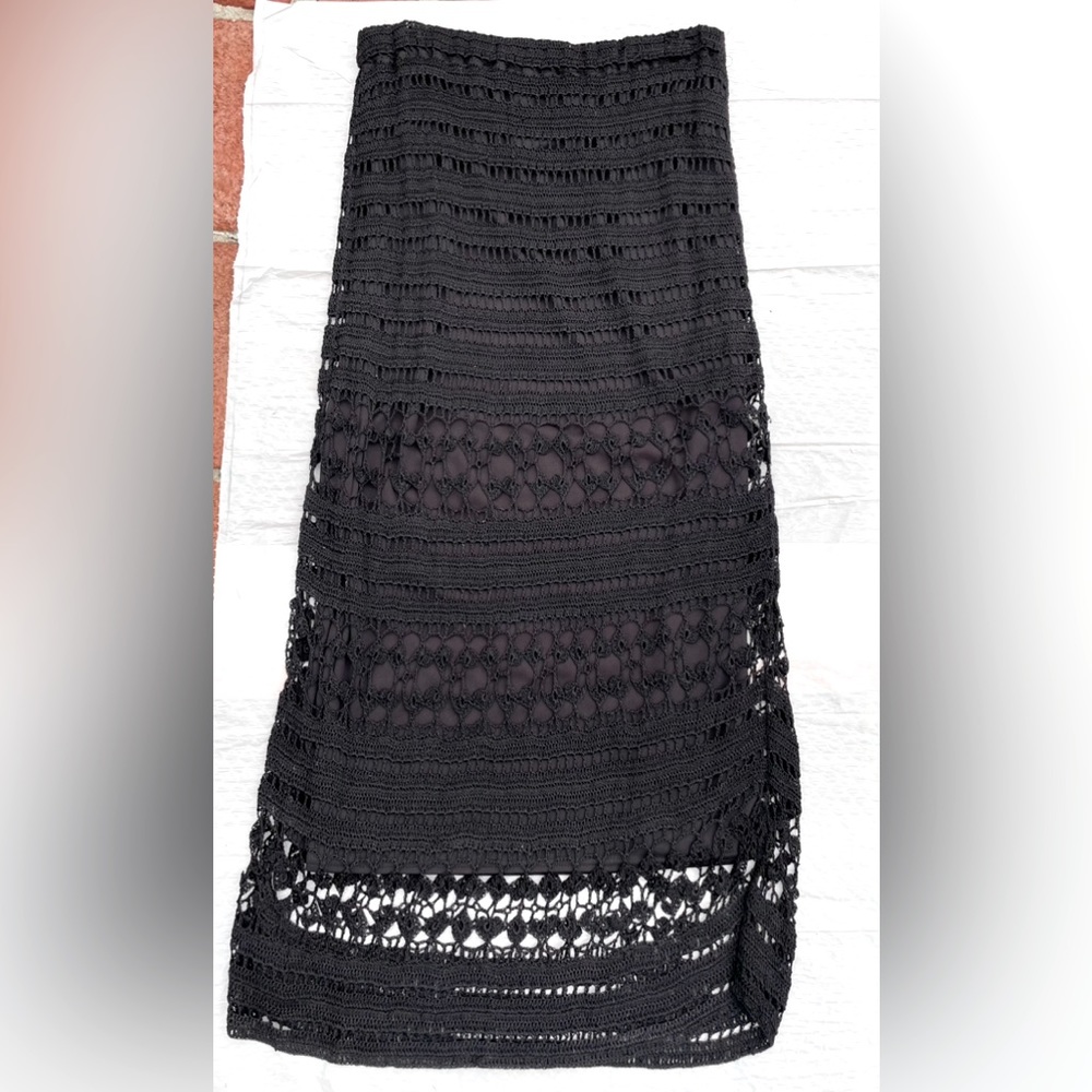 Chico’s Design Brand. Long, Black Macrame Skirt. Size Small.